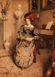 Portret van een zittende dame