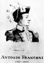 Circus: Ets door Frédéric Hillemacher, portret van Antonio Franconi (1793-1805) - in 
