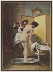 Vrouw bij haar toilet