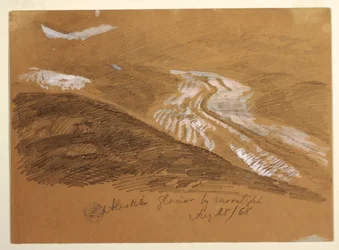 Aletschgletsjer bij maanlicht, Berner Alpen, Zwitserland
