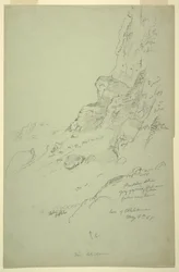 Tekening, voet van heuvel ten westen van Suk Wadi, Barada, 4 mei 1868