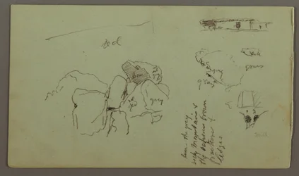 Tekening, keien, huis, april 1868