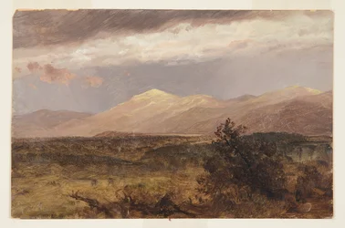 Tekening, Catskills bij zonsondergang, 1882