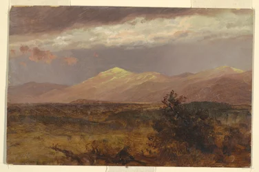 Tekening, Catskills bij zonsondergang, 1882