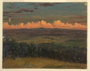 Tekening, Catskills vanaf Hudson, New York, 1870-80
