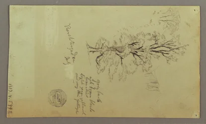 Tekening, Schoorstenen, Watervallen, Figuur, etc., juli mogelijk 1868