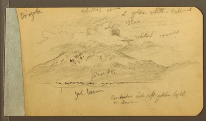 Tekening, Met wolken bedekte bergen, 1889