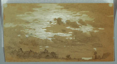 Tekening, Bewolkte lucht boven een beboste heuvelrug, Niagara, mogelijk 1858