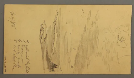 Tekening, Bewolkte lucht boven bergen, 19 juli 1866