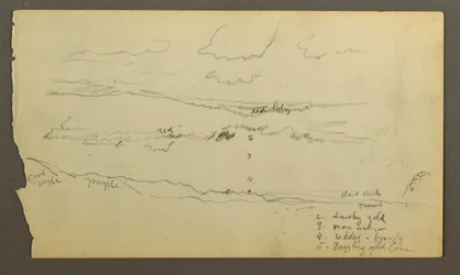 Tekening, Bewolkte lucht boven vallei (Maine), mogelijk 1860