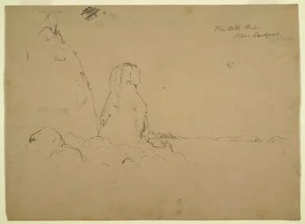 Tekening, Kust met "De oude broeder Neaer Eastport", ca. 1851