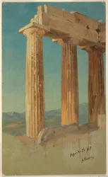Tekening, Zuilen van het Parthenon, Athene, 21 april 1869