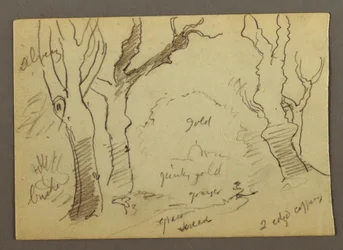 Tekening, Koepel van de Sint-Pietersbasiliek gezien vanaf de Pincio-heuvel, Rome, Italië, januari 1869
