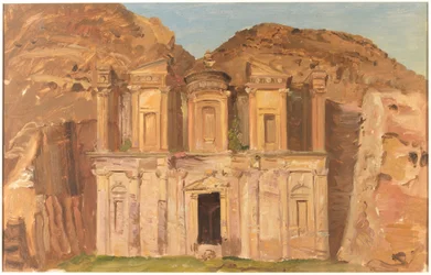 Tekening, Ed Deir Rock Tempel, Petra, eind februari 1868