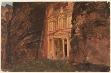 Tekening, El Khasneh, Petra, eind februari 1868
