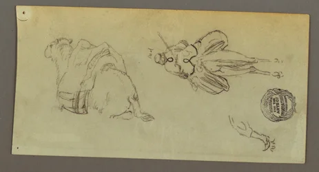 Tekening, Figuur rijdend op kameel, zittend op kameel, mogelijk 1868