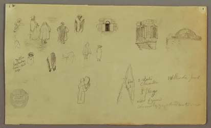 Tekening, Figuurstudies, Ramen Vlag, mogelijk 1868