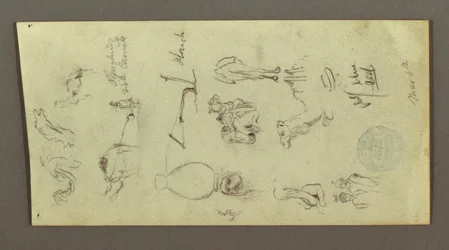 Tekening, Figuur en kamelenstudies, 4 maart, mogelijk 1868
