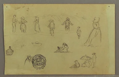 Tekening, Figuurstudies door de branding, mogelijk 1857-58
