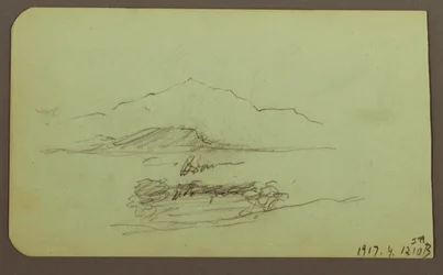 Tekening, Heuvels, Vee; Verso: Landschap, 1883