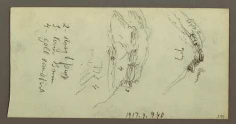 Tekening, Heuveltoppen en hellingen, mogelijk 1868