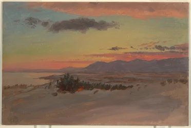 Tekening, Hudson Valley in de winter, kijkend naar het zuidwesten vanaf Olana, 1870-1880