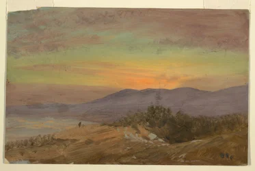 Tekening, Hudson-vallei, zonsondergang, 1869-70