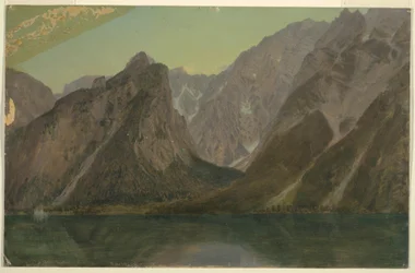 Tekening, Koenigseee, bij Berchtesgadan, Beieren, 1868