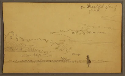 Tekening, Landschap met figuur, 1857