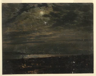 Tekening, Maine kust bij maanlicht, 1845-55