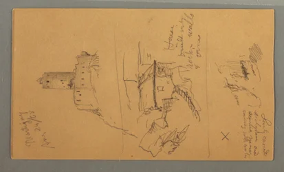 Tekening, Middeleeuws Kasteel, Huis Cascade, 24 augustus 1868