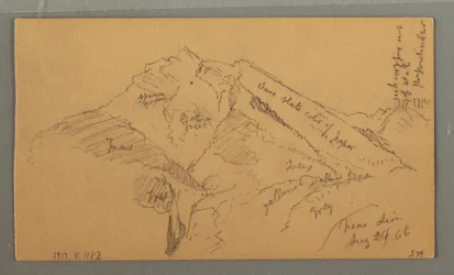 Tekening, Middeleeuws Kasteel, Huis Cascade, 24 augustus 1868