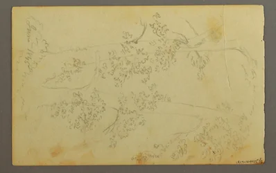 Tekening, Molen omringd door bomen, 1845