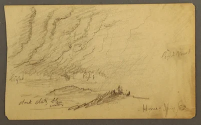 Tekening, Mist over rivier en heuvels, juni 1882