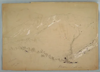 Tekening, Mount Katahdin, gezien vanuit het zuiden, augustus 1852