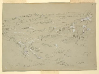 Tekening, Olijfberg, Bethanië, Siloam en Jeruzalem, Palestina [Bethanië en Silwan, Oost-Jeruzalem en Jeruzalem, Israël], 7 en 10 februari 1868