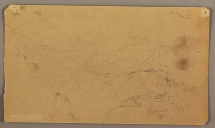 Tekening, Berglandschap, Jamaica, West-Indië, juli 1865