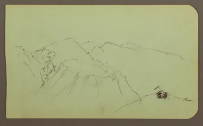 Tekening, Berglandschap; Verso: Landschap, 1883