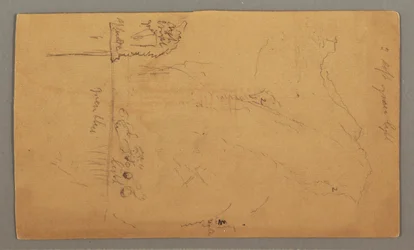 Tekening, Mountains Rising Above Lake, juli mogelijk 1868
