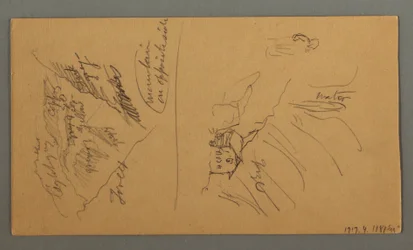Tekening, Bergen van Wallis, Pennine Alpen, augustus 1868