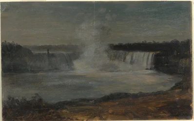 Tekening, Niagara watervallen in avondlicht, september 1856