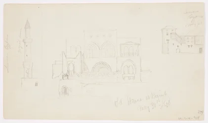 Tekening, Oud huis, Beiroet, 1868