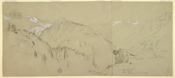 Tekening, Panorama van Bel Arp, 1868