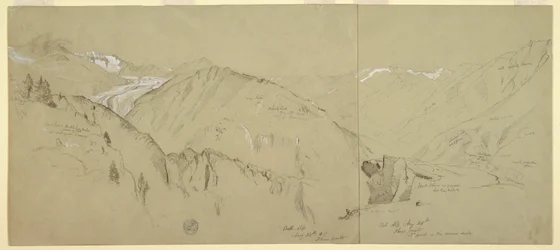 Tekening, Panorama van Bel Arp, 1868