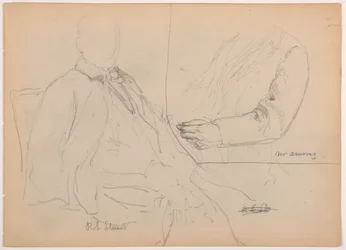 Tekening, Robert L. Stuart zittend, eerste portret, voor het Presbytarian Hospital; Mr. W. Armory, borst en arm studie, 1881