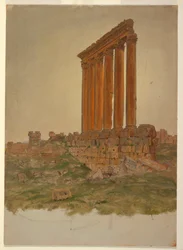 Tekening, Ruïnes van de Tempel van Zeus, Baalbek, mei 1868