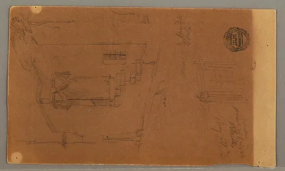Tekening, zijaanzicht van gebouw, raam, 29 mei 1868