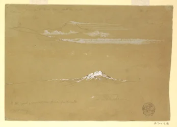 Tekening, Sincholagua, ochtend, vanaf de Tempel van de Zon, Quito, 24 juni 1857