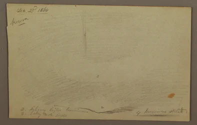 Tekening, Zonsondergang achter heuvelrug (Aurora), 1864