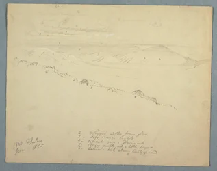 Tekening, Uitzicht vanaf de berg Salus, Jamaica, juni 1865